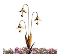 Generico Paletti Fiori Di Metallo Per Giardino - con campanella, statua a resistente alle intemperie - Decorazione da giardino in metallo,per Esterno Cortile Prato Sentiero Patio Primavera Estate