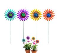 Generico Pali da Giardino a,4 Pezzi Ornamento Rustico in Metallo con Fiori Colorati | Paletti Decorativi per Piante | per Primavera Estate Paesaggio Patii Cortile Recinzione Fattoria Casa Casale