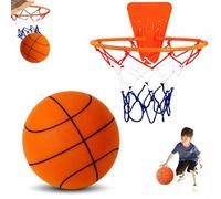 Generico Palla Da Basket Silenziosa Con Canestro - 18cm Per Bambini | Rimbalzo Morbido | Pallacanestro Silenzioso | Gioco Al Coperto | Palla Sportiva Senza Rumore | Montaggio A Parete