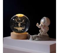 Generico Palla di Cristallo 3D Luminosa, Palla di Cristallo Incisa Interna Via Lattea con Base in Legno, Regali Astronomia Spazio Universo per Ragazzi e Ragazze,L,Dianeter80mm