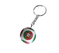 Generico Palla Portachiavi Compatibile con Portogallo Color Rosso e Verde Sport Calcio Gadget Accessori Zaino Idea Regalo Uomo Donna Bambino Ciondolo Creativo 3D