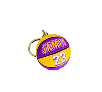 Generico Palla Portachiavi James Compatibile con NBA 23 Lakers Colori Giallo e Viola Sport Basket Gadget Accessori Idea Regalo Uomo Donna Bambino Ciondolo Creativo 3D
