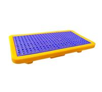Generico Pallet di contenimento per fuoriuscite a Prova di perdite, Giallo e Nero - 66,5x37x10 cm. Vassoio Anti-fuoriuscita Ideale per Magazzini Esterni, fabbriche e Come Soluzione per Lo stoccaggio