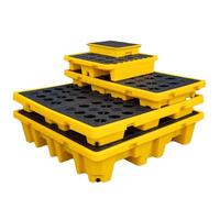 Generico Pallet impilabile per Il contenimento di fuoriuscite con griglia Superiore Piatta per stoccaggio in Magazzino e Fabbrica, Piattaforma modulare 120x120x10 cm per la manipolazione sicura di so