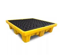 Generico Pallet modulare Giallo Resistente per Il contenimento di fuoriuscite di fusti - Piattaforma in plastica a Tenuta stagna per Lo stoccaggio Sicuro di Prodotti chimici e la Protezione dell'ambi