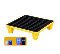 Generico Pallet modulare Resistente per Il contenimento di fuoriuscite di fusti di Olio, Piattaforma di Controllo delle perdite, Giallo, 60x60x15 cm - Soluzione Efficace per la prevenzione delle fuor