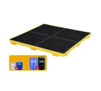 Generico Pallet modulare Resistente per Il contenimento di fuoriuscite di fusti di Olio - Piattaforma Anti-Perdita da 43 cm, Gialla, 120x120x10 cm, Soluzione Efficace per Il Controllo delle fuoriusci