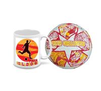 Generico Pallone con i colori della Roma calcio e scritta Forza Giallorossi + una tazza bianca in ceramica con stampa dei colori della tua squadra del cuore tifoso regalo lupa capitale