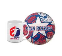 Generico Pallone con i colori della squadra di Bologna e scritta Forza Rossoblu + una tazza bianca in ceramica con stampa dei colori della tua squadra del cuore tifoso regalo