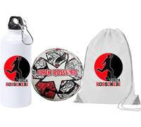 Generico Pallone con i colori della squadra di Foggia e scritta Forza Rossonero + una borraccia bianca in alluminio e sacca in nylon con stampa dei colori della tua squadra del cuore tifoso regalo