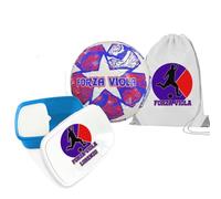 Generico Pallone con i colori della tua squadra del cuore Forza Viola Fiorentina + un portamerenda doppio scomparto e una sacca in nylon entrambi personalizzati regalo tifoso scuola pranzo asilo