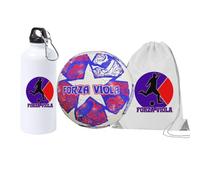 Generico Pallone con i colori Viola della Fiorentina + una borraccia bianca in alluminio e sacca in nylon in ceramica con stampa dei colori della tua squadra del cuore tifoso regalo