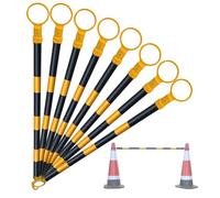 Generico Palo di Sicurezza telescopico, Barra Estensibile da 1,25 a 2 m con Cono Stradale e Pellicola Riflettente, Confezione da 12 Pezzi. Ideale per parcheggi, delimitazione e Uso Esterno (Giallo e