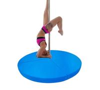 Generico Palo Portatile Grande - Cuscino Pieghevole per Yoga e Danza Spesso 47"/78", Tappetino Protettivo per Pole Dance e Cerchio (Blu, 140 cm x 3 cm)