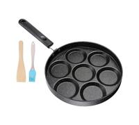 Generico Pan For Eggs - 7-cup Mini Pancake Skillet With Brush And Spatula | Egg Frying Pan Nonstick For Home Kitchen Breakfast Pancakes Omelette | Cooking Camping Chef