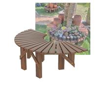 Generico Panca Avvolgente For Alberi, Sedia Da Riposo In Legno,supporto For Piante Semicircolare/circolare Senza Schienale,for Terrazza,parco,cortile,giardino(Half-Round)