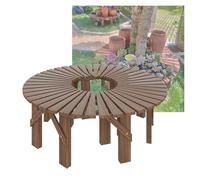 Generico Panca Avvolgente For Alberi, Sedia Da Riposo In Legno,supporto For Piante Semicircolare/circolare Senza Schienale,for Terrazza,parco,cortile,giardino(Round)