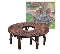 Generico Panca Avvolgente For Alberi, Sedia Da Riposo Semicircolare/circolare In Legno, Ripiano For Piante Senza Schienale, For Uso Interno Ed Esterno(Round)