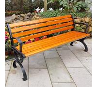 Generico Panca da Esterno in Legno Resistente con Schienale e braccioli - Telaio in Alluminio pressofuso Resistente alle intemperie, Perfetta per Patio, Giardino, Prato, mobili da Parco, Elegante sol