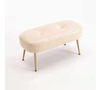 Generico Panca da Ingresso con Cuscino e Gambe in Metallo, Sgabello poggiapiedi minimalismo, Panca portascarpe, panche per la fine del Letto, per Arredamento di casa (Bianco, 75 cm)