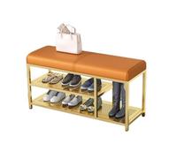 Generico Panca Portaoggetti A 2 Ripiani Con Poggiapiedi, Piccola Da Ingresso Contenitore, Scarpiera In Metallo For, Camera Letto, Armadio(Orange,80x32x45cm)