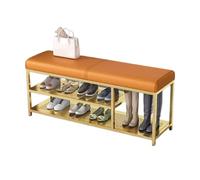 Generico Panca Portaoggetti A 2 Ripiani Con Poggiapiedi, Piccola Da Ingresso Contenitore, Scarpiera In Metallo For, Camera Letto, Armadio(Orange,100x32x45cm)