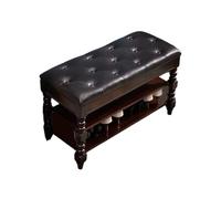 Generico Panca Portaoggetti In Legno A 2 Ripiani Con Seduta Imbottita In Pelle, Portascarpe, Ideale For Ingressi, Corridoi E Porte D'ingresso(3,100x35x48cm)