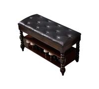 Generico Panca Portascarpe Con Contenitore For La Casa, In Legno A 2 Ripiani Imbottitura In Pelle, Ideale For Ingressi(1,100x35x48cm)