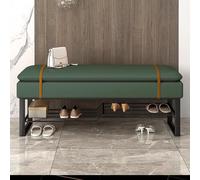 Generico Panca Portascarpe Imbottita, Cassapanca Contenitore for Panca D'Ingresso, Fondo Letto con Ripiani in Rete for Ufficio, Barbiere, 150 kg(Green,80cm)
