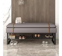 Generico Panca Portascarpe Imbottita, Cassapanca Contenitore for Panca D'Ingresso, Fondo Letto con Ripiani in Rete for Ufficio, Barbiere, 150 kg(Gry,100cm)