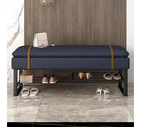 Generico Panca Portascarpe Imbottita, Cassapanca Contenitore for Panca D'Ingresso, Fondo Letto con Ripiani in Rete for Ufficio, Barbiere, 150 kg(Blue,100cm)