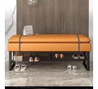 Generico Panca Portascarpe Imbottita, Cassapanca Contenitore for Panca D'Ingresso, Fondo Letto con Ripiani in Rete for Ufficio, Barbiere, 150 kg(Orange,100cm)
