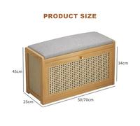 Generico Panca portascarpe salvaspazio con Cuscino, Spazio di archiviazione Regolabile in Altezza per Ingresso, corridoio, Soggiorno e Camera da Letto, Design Chiuso, Finitura Noce (50 cm)