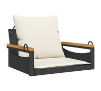 Generico Panchina a Dondolo con Cuscini Nera 63x62x40 cm in Polyrattan-368164