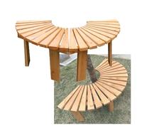 Generico Panchina Avvolgente For Alberi,sedia Da Parco Semicircolare In Legno,supporto For Piante Da Terra Senza Schienale,for Terrazza,parco,cortile,prato(Color 2)