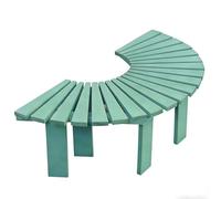 Generico Panchina Avvolgente in Legno massello per Esterni, Seduta per Parco e Giardino, Sgabello da Giardino Resistente alle intemperie, Panca a doghe Curva e Senza Schienale (Verde, Semic