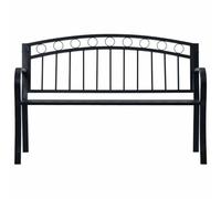 Generico Panchina da Giardino 125 cm Acciaio Nero per Esterno | Acciaio resistente, braccioli curvi, seduta 36 cm, carico 110 kg, design nero