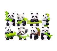 Generico Panda Car Dashboard Set - 8 Piece Mini Resin Panda Statues and Plush Toys, Cute Car Interior Decorations | Adorable Figurines for Cars Home Gardens Party Display