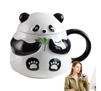 Generico Panda Mug - Cute Ceramic Drinking Cup With Lid | Cartoon Animal Coffee Milk Tea Water Glass | Novelty Panda Water Cup For Girls Kids Home, High Value Mug Gift