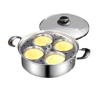 Generico Pannatura delle uova in acciaio inossidabile-inserto antiaderente a 4 tazze | Padella fritta compatibile induzione | Coperchio in ventilato | Manico a cool di soggio