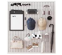 Generico Pannelli Organizer da Parete forati. Kit Organizer da Parete in Metallo Bianco con Pannello Forato e 10 Ganci per casa, Ufficio, Garage, Bagno e Officina - Ideale per un'organizzazione effic