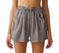 Generico Pantaloncini al Ginocchio da Donna con Tasche Culottes Estivi Pantaloni Capri Leggeri e Traspiranti Elastico in Vita Pantaloni Donna Corti