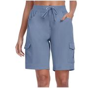 Generico Pantaloncini Cargo Donna Corti - Bermuda Donna Cotone Vita Alta con Tasche E Bottone Decorato Casual Pantaloni Shorts con Loose Estate per Jogging Golf Escursionismo