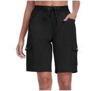 Generico Pantaloncini Cargo Donna Corti, Bermuda Donna Estivi Curvy Leggero Lavoro Outdoor Pantaloni Corti Impermeabile Asciugatura Rapida Elastica Jogging Casual Esterno