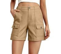 Generico Pantaloncini Cargo Donna Corti, Pantaloncini Donna Estivi Sportivi Elastico Pantaloncini Cargo Estate Vita Alta con Tasche Cerniera Leggeri Trekking per Jogging Golf Escursionismo