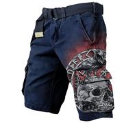 Generico Pantaloncini Cargo Uomo Mitologia Norrena Eleganti Cotone Elastico Leggeri Pantaloncini da Lavoro Uomo Casual Trekking Estivio Comfort Cargo Shorts con Tasche
