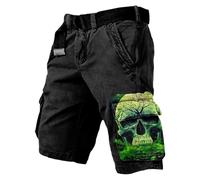 Generico Pantaloncini Cargo Uomo Mitologia Norrena Eleganti Cotone Elastico Leggeri Pantaloncini da Lavoro Uomo Casual Trekking Estivio Cargo Shorts con Tasche