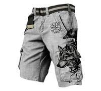 Generico Pantaloncini Cargo Uomo Mitologia Norrena Eleganti Cotone Elastico Leggeri Pantaloncini da Lavoro Uomo Casual Trekking Estivio Cargo Shorts con Tasche