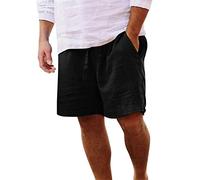 Generico Pantaloncini Corti da Uomo in Lino, Leggeri, Estivi, con Elastico, per Il Tempo Libero, con Coulisse e Tasche Short da Spiaggia S-5XL Casuale