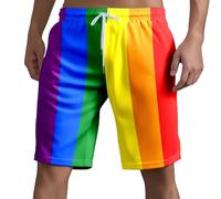 Generico Pantaloncini da Bagno Uomo Arcobaleno Righe Bermuda Pride Month LGBTQ Pantaloni Corti Sportivi Stampa Casual Comodi Estivi Quotidiano Basic Corta Traspiranti Asciugatura Rapida Compressione